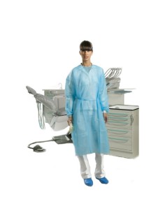 Bata Desechable NO Estéril Hidrófugas con Puño Talla Unica Largo 110cm Azul 50u Omnia