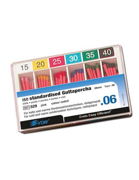 Puntas de Guttapercha Conicidad .06 L28mm ISO Caja 60 Unidades VDW - Zipperer