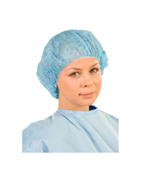 Gorros Redondos con Elástico, Desechables, Azules 100 unidades Omnia