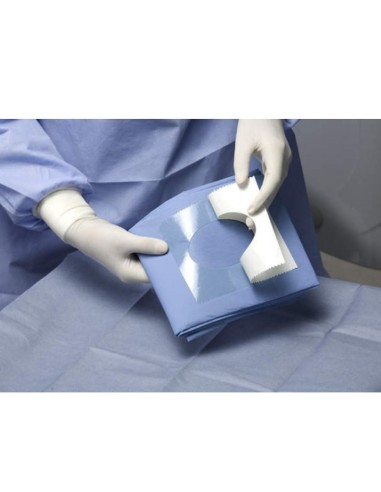 Talla Fenestrada TNT con Adhesivo 75x90cm Estéril, Azul 50 unidades Omnia