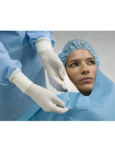 Talla Quirúrgica TNT con Fisura en Forma de U Adhesiva, 75x90cm Estéril, Azul 50 unidades Omnia 2