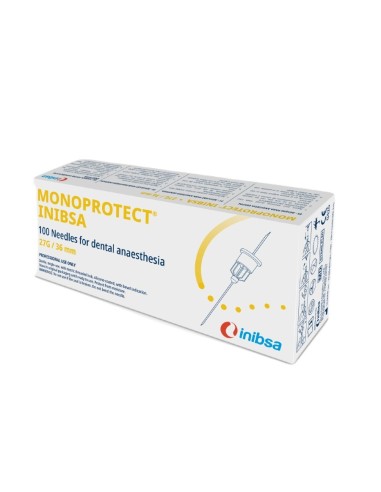 Agujas Estériles Monoprotect 27G 0.40x36mm Siliconadas Triple Bisel 100 uds Inibsa