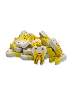 Gomas de Borrar Muelas Sonrientes 50 unidades, Amarillo, Kike Toys