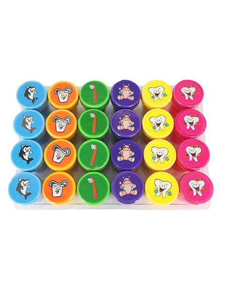 Sellos Infantiles Smiley Face con Tinta, Surtido Caritas 24 unidades Kike Toys