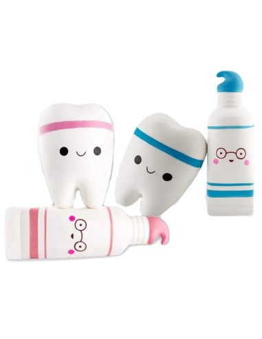 Kit Juguetes Antiestrés Pasta de Dientes y Molar, Blandos, 4 unidades Kike Toys