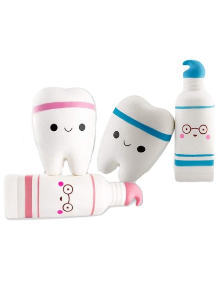 Kit Juguetes Antiestrés Pasta de Dientes y Molar, Blandos, 4 unidades Kike Toys