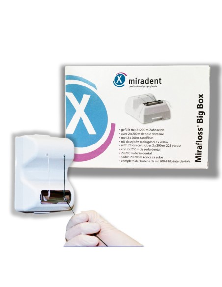 Miradent Mirafloss Big Mint Seda Dental con Dispensador, Menta, 2 Rollos 200m Hager Werken