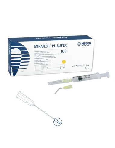 Cánulas de Aplicación e Irrigación Miraject PL Super 20G 0,9x22mm Luer 10 uds Hager Werken