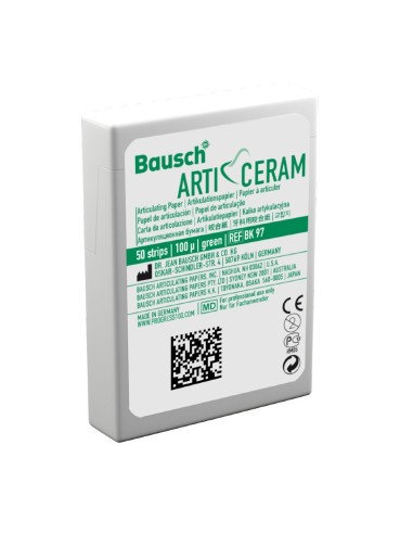 Papel de Articular Arti-Ceram Verde 100 µm o 200µm Dispensador 50 Tiras Bausch
