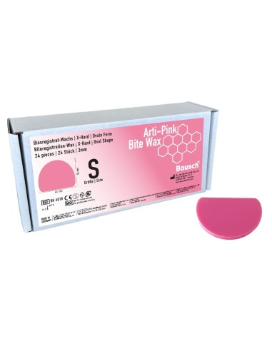 Arti-Pink Bite Cera de Mordida Extra Dura 3mm Ovalada Tamaño L 24 piezas Bausch