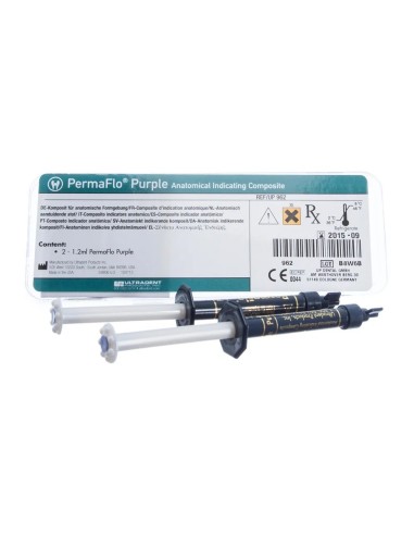 PermaFlo Purple Kit Composite Fluido, Flúor, 2 Jeringas 1,2 ml Ultradent