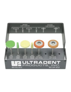 Kit Pulidores Diamante Jiffy Extraoral, Universal, Cerámica, 6u Fresero Aluminio Ultradent