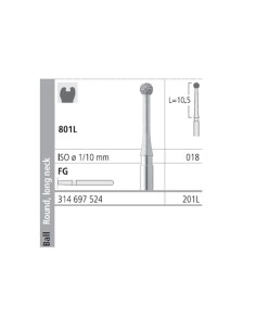 Fresas Diamante FG 201L Medio 801L-018 Bola Cuello Largo 6 uds Intensiv