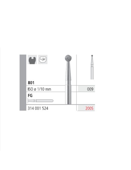 Fresas Diamante FG 200S Medio 801-009 Bola 6 uds Intensiv
