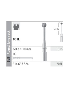 Fresas Diamante FG 203L Medio 801L-016 Bola Cuello Largo 6u Intensiv