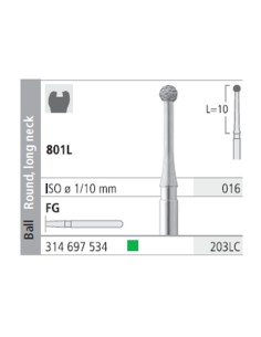 Fresas Diamante FG 203LC Grueso 801L-016 Bola Cuello Largo 6u Intensiv
