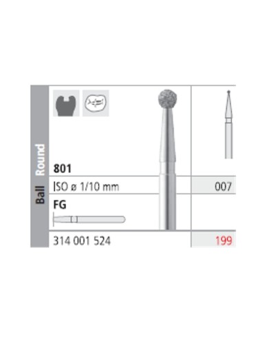 Fresas Diamante FG 199 Medio 801-007 Bola Caja 6 uds Intensiv