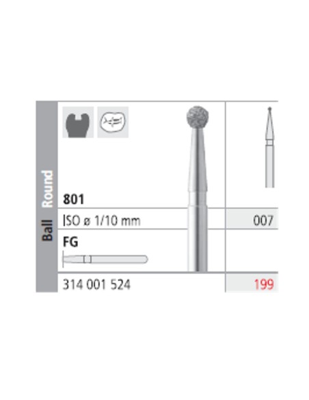 Fresas Diamante FG 199 Medio 801-007 Bola Caja 6 uds Intensiv