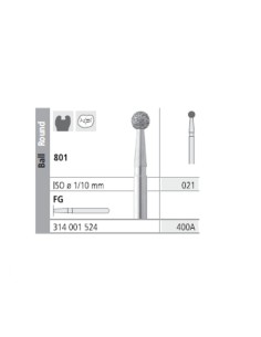Fresas Diamante FG 400A Bola, Medio 801-021 Caja 6 uds Intensiv