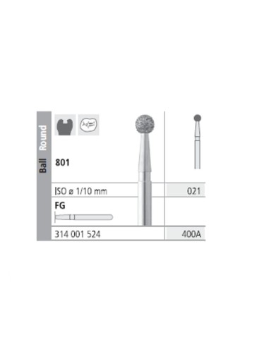 Fresas Diamante FG 400A Bola, Medio 801-021 Caja 6 uds Intensiv