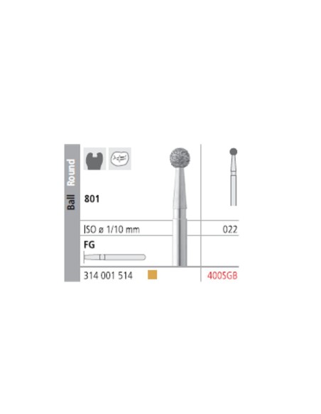 Fresas Diamante FG 400SGB Bola, Fino 801-022 Caja 6 unidades Intensiv