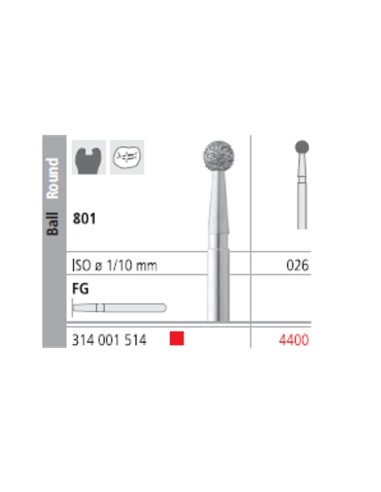 Fresas Diamante FG 4400 Bola, Fino 801-026 Caja 6 unidades Intensiv