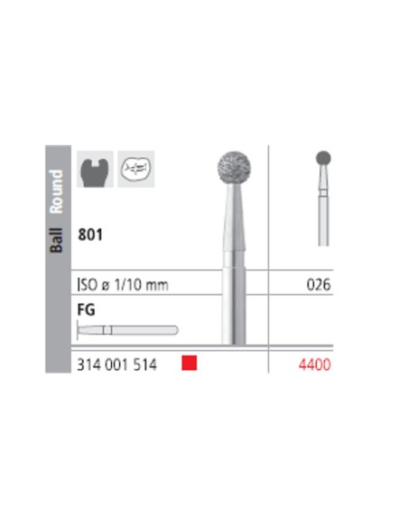 Fresas Diamante FG 4400 Bola, Fino 801-026 Caja 6 unidades Intensiv