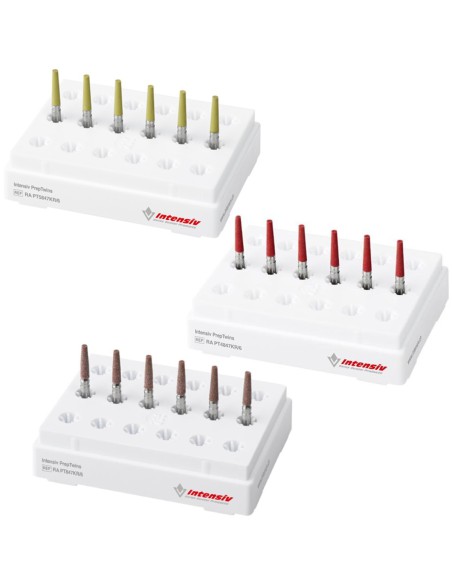 Fresas Diamante, Polímero Prep Twins RA Cono 020 L 8.0 Acabado 6u Intensiv