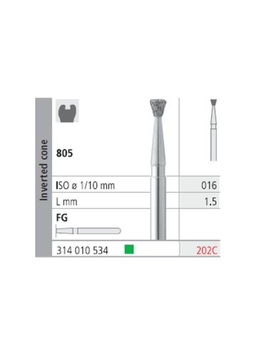 Fresas Diamante FG 202C Cono Invertido, Grueso 805-016 Caja 6 unidades Intensiv