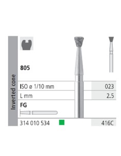 Fresas Diamante FG 416C Cono Invertido, Grueso 805-023 Caja 6 unidades Intensiv