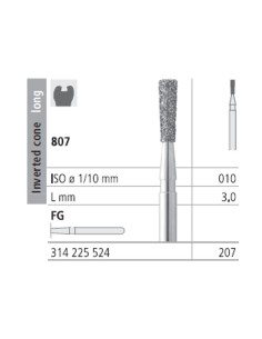 Fresas Diamante FG 207 Cono Invertido Largo, Medio 807-010 Caja 6 unidades Intensiv