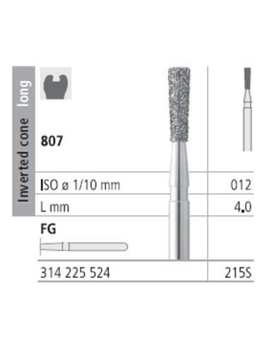 Fresas Diamante FG 215S Cono Invertido Largo, Medio 807-012 Promo Caja 18 uds Intensiv
