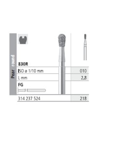 Fresas Diamante FG 218 Pera Redonda, Medio 830R-010 L2,8 Promo Caja 18 uds Intensiv