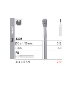 Fresas Diamante FG 219 Pera Redonda, Medio 830R-012 L3 Caja 6u Intensiv