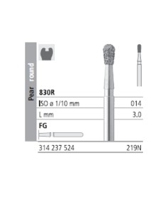 Fresas Diamante FG 219N Pera Redonda, Medio 830R-014 L3 Caja 6u Intensiv