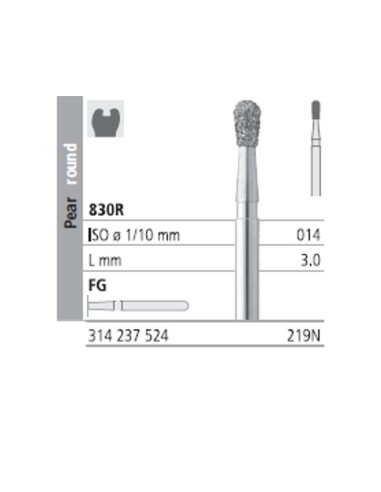 Fresas Diamante FG 219N Pera Redonda, Medio 830R-014 L3 Caja 6u Intensiv