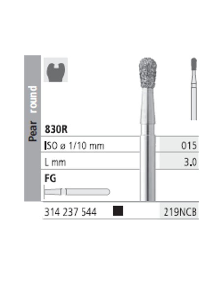 Fresas Diamante FG 219NCB Pera Redonda, Super Grueso, Negro 830R-015 L3 Caja 6u Intensiv