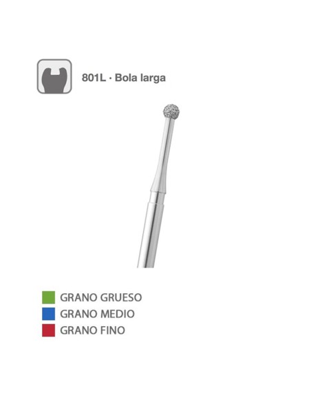 Fresa Diamante Bola FG 801L Cuello Largo 016 5 uds. Medicaline by Intensiv