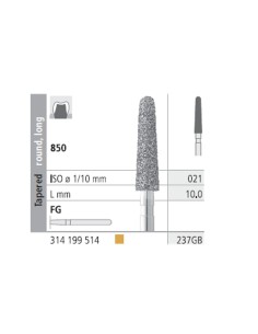 Fresas Diamante FG 237 GB Cónico, Redondo, Largo, Fino 850-021 L10 Caja 6u Intensiv