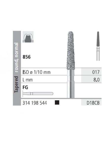 Fresas Diamante FG D18CB Cónico, Redondo, Normal 856-017 S.Grueso L8 Caja 6u Intensiv