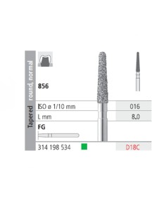 Fresas Diamante FG D18C Cónico, Redondo, Normal 856-01 Grueso L8 Caja 6u Intensiv