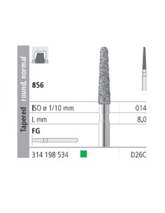 Fresas Diamante FG D26C Cónico, Redondo, Normal 856-014 Grueso L8 Caja 6u Intensiv
