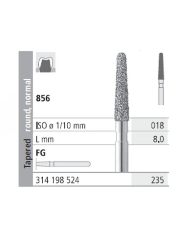 Fresas Diamante FG 235 Cónico, Redondo, Normal 856-018 Medio L8 Caja 6u Intensiv