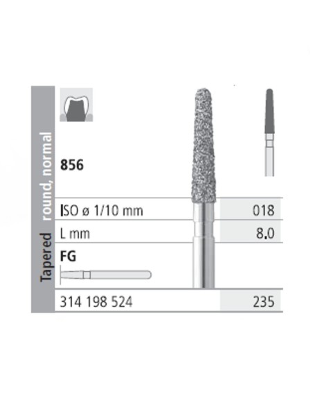 Fresas Diamante FG 235 Cónico, Redondo, Normal 856-018 Medio L8 Caja 6u Intensiv