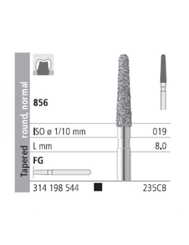 Fresas Diamante FG 235CB Cónico, Redondo, Normal 856-019 Super Grueso L8 Caja 6u Intensiv