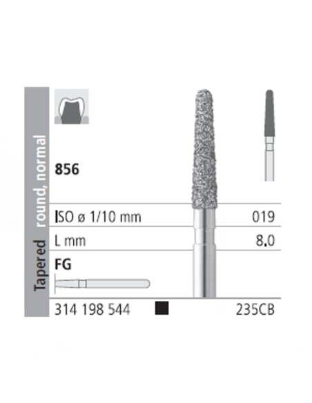 Fresas Diamante FG 235CB Cónico, Redondo, Normal 856-019 Super Grueso L8 Caja 6u Intensiv