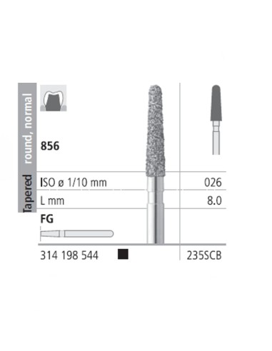 Fresas Diamante FG 235SCB Cónico, Redondo, Normal 856-026 Super Grueso L8 Caja 6u Intensiv
