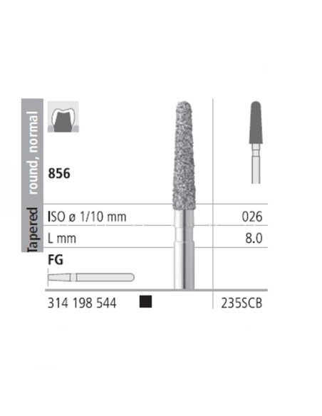 Fresas Diamante FG 235SCB Cónico, Redondo, Normal 856-026 Super Grueso L8 Caja 6u Intensiv