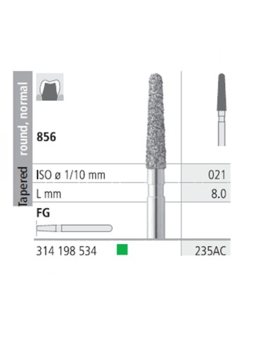 Fresas Diamante FG 235AC Cónico, Redondo, Normal 856-021 Grueso L8 Caja 6u Intensiv
