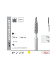Fresas Diamante FG 5205L Llama Cilíndrica, Normal 861-010 Extra Fino L7 Caja 6u Intensiv